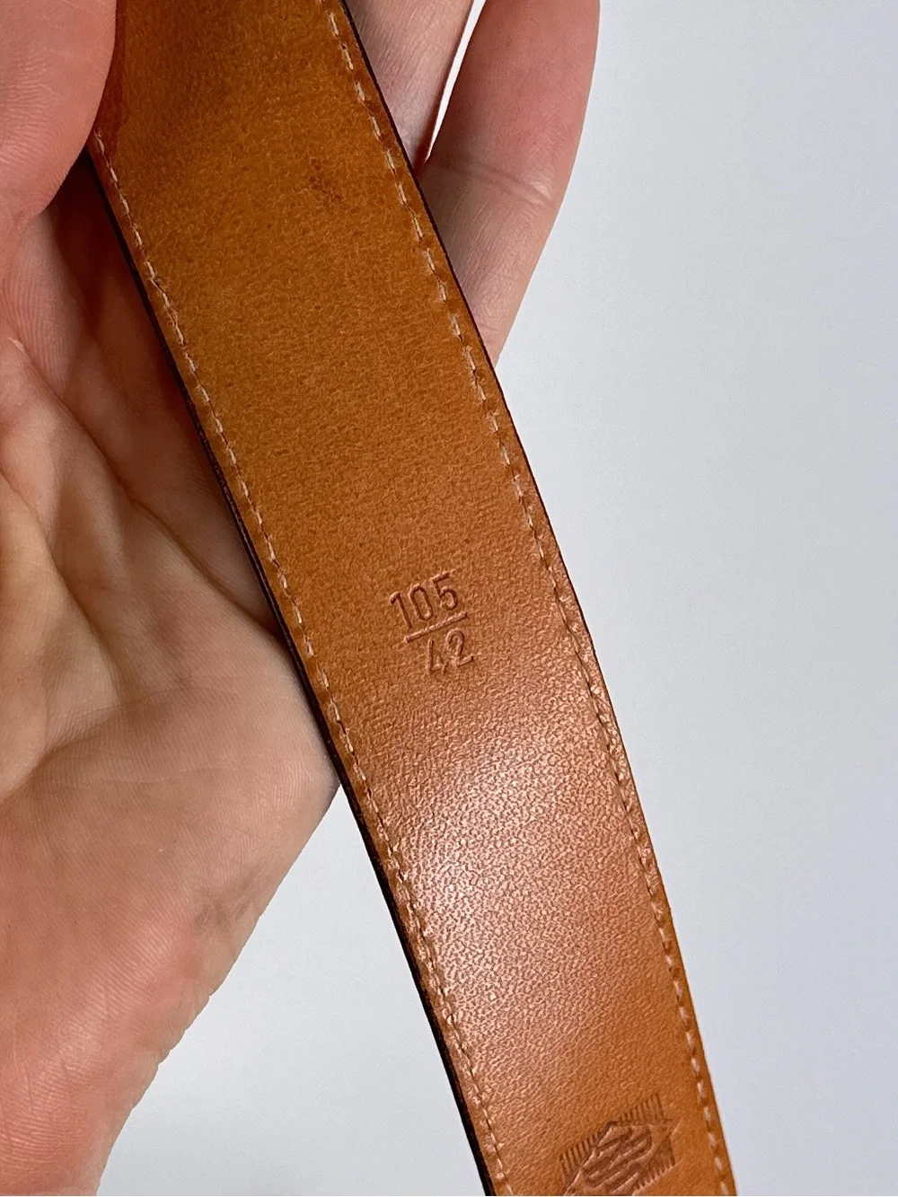 Martin Dingman Belt 01602 Alligator Grain Italian Calfskin Brass Buckle Brown 42